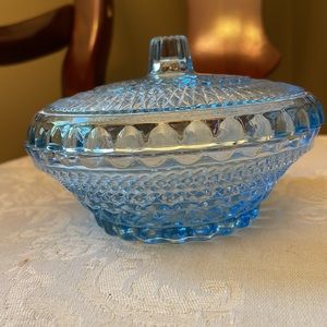 Federal Blue Indiana Glass candy, sugar, trinket dish with lid, vintage